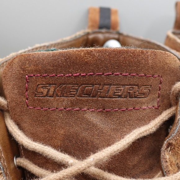 Skechers Chukka Boots Mens 11 Brown Plaid Suede Casual Outdoors 62413 MiFlaws - Picture 4 of 12